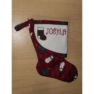 Cross-Stiched~JOSHUA~Handmade Personalized Holiday Gift Christmas Stocking ~NEW